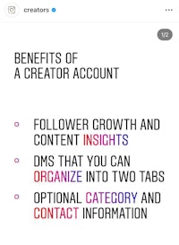 benefits of a creator account