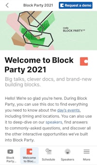 a screenshot of the block party 2021 app