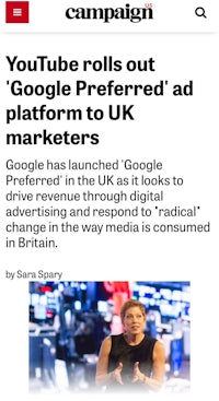 youtube rolls out google preferred ad platform to uk