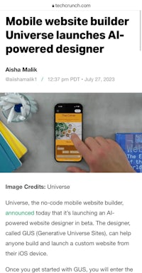 mobile website builder universe launches ai powered designer