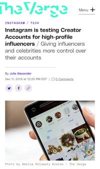 the verge instagram accounts for testing creator accounts for high profile